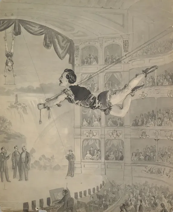 Framed Print : Trapeze Artist, late 19th century. Creator: Anon Framed Print : Trapeze Artist, late 19th century. Creator: Anon