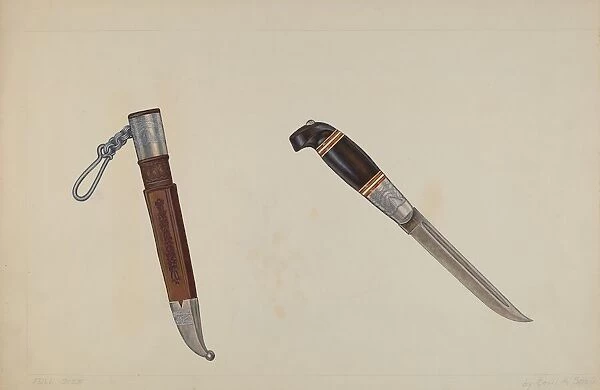 Trappers Hunting Knife, 1935  /  1942. Creator: Cecil Smith