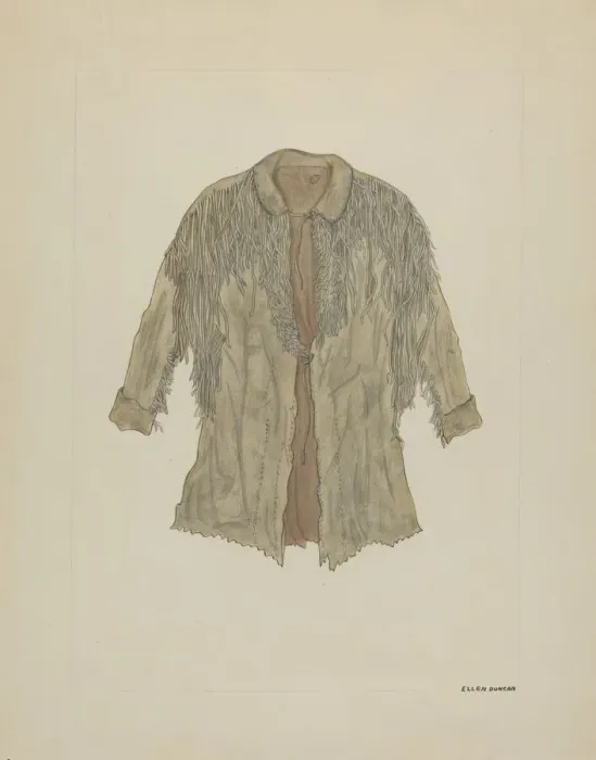 Framed Print : Trappers Jacket, c. 1937. Creator: Ellen Duncan Framed Print : Trappers Jacket, c. 1937. Creator: Ellen Duncan