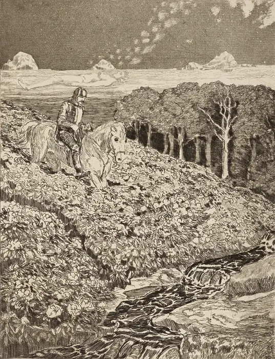 Framed Print : Traumweg (Off in a Dream), plate 35, 1915. Creator: Max Klinger Framed Print : Traumweg (Off in a Dream), plate 35, 1915. Creator: Max Klinger