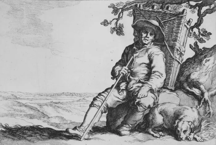 Framed Print : Traveler with Dog, from the series Sixteen Peasant Subjects, 17th century Framed Print : Traveler with Dog, from the series Sixteen Peasant Subjects, 17th century