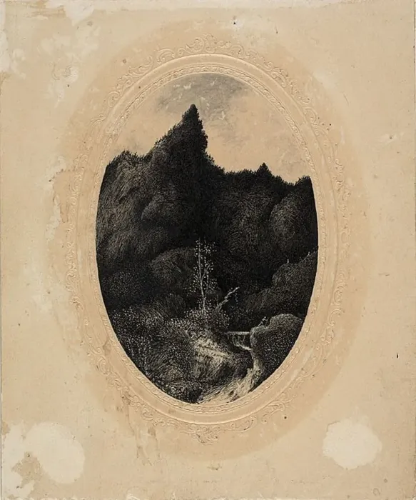 Framed Print : The Traveler in the Mountains, 1870 / 79. Creator: Rodolphe Bresdin Framed Print : The Traveler in the Mountains, 1870 / 79. Creator: Rodolphe Bresdin