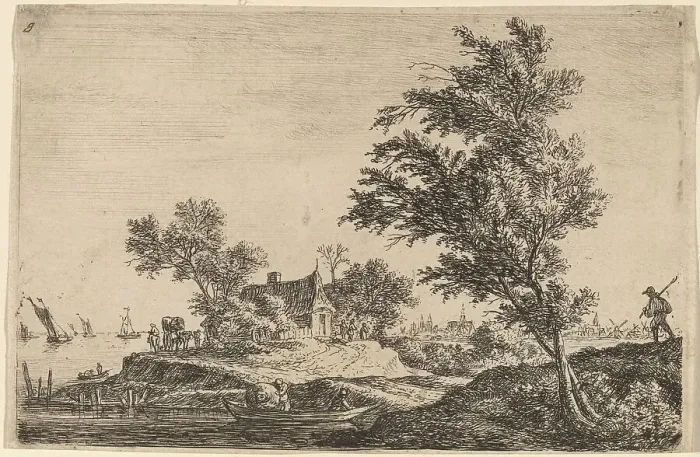 Framed Print : Traveler Passing Two Large Trees. Creator: Anthonie Waterloo Framed Print : Traveler Passing Two Large Trees. Creator: Anthonie Waterloo