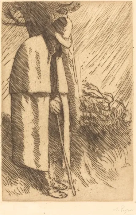 Framed Print : Traveler taking Shelter (Le voyageur a l abri). Creator: Alphonse Legros Framed Print : Traveler taking Shelter (Le voyageur a l abri). Creator: Alphonse Legros