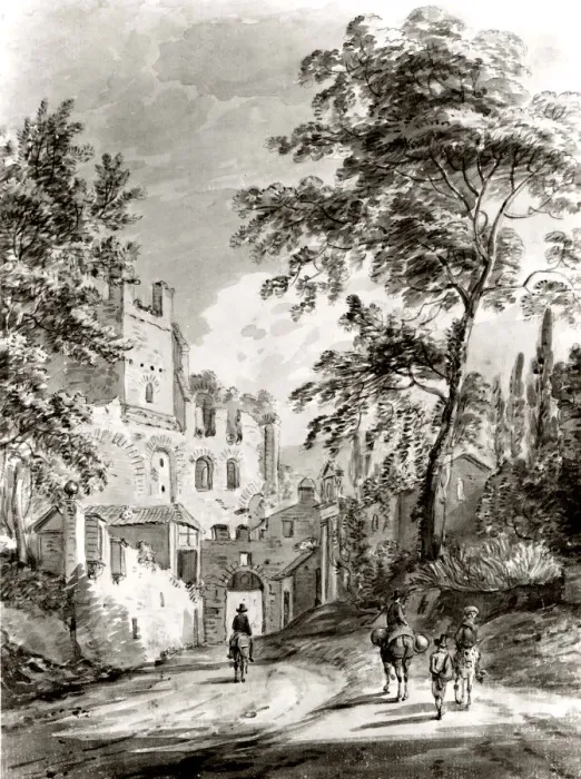 Framed Print : Travelers Entering a Town, 1751-1809. Creator: Paul Sandby Framed Print : Travelers Entering a Town, 1751-1809. Creator: Paul Sandby