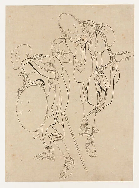 Travelers, late 18th-early 19th century. Creator: Hokusai