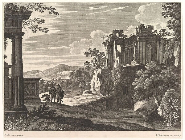 Travelers Visiting Ruins, mid-17th century. Creator: Gabriel Perrelle