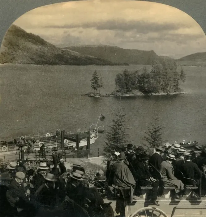 Framed Print : Traveling through the Enchanting Country of the Trossachs, Scotland, 1902. Creator Framed Print : Traveling through the Enchanting Country of the Trossachs, Scotland, 1902. Creator
