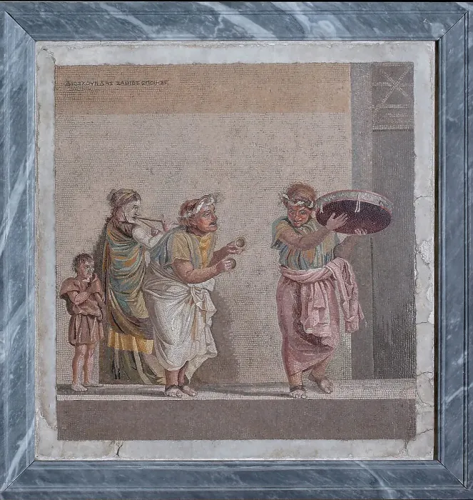 Framed Print : Traveling musicians, 2nd-1st century BCE. Creator: Classical Antiquities Framed Print : Traveling musicians, 2nd-1st century BCE. Creator: Classical Antiquities