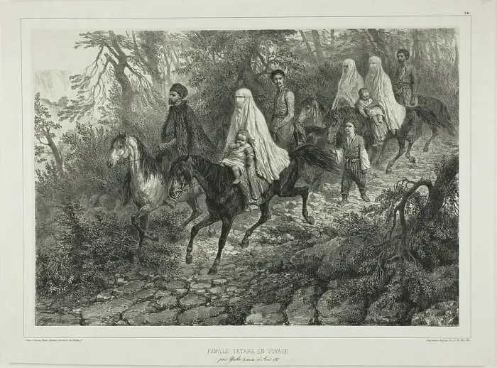 Framed Print : Traveling Tartar Family, Near Yalta, Crimea, August 15, 1837, 1840. Creator: Auguste Raffet Framed Print : Traveling Tartar Family, Near Yalta, Crimea, August 15, 1837, 1840. Creator: Auguste Raffet