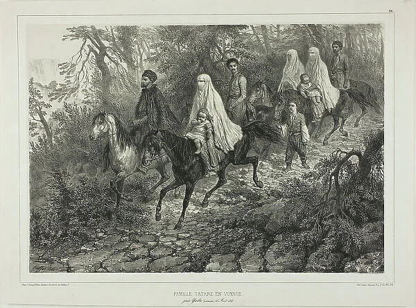 Traveling Tartar Family, Near Yalta, Crimea, August 15, 1837, 1840. Creator: Auguste Raffet