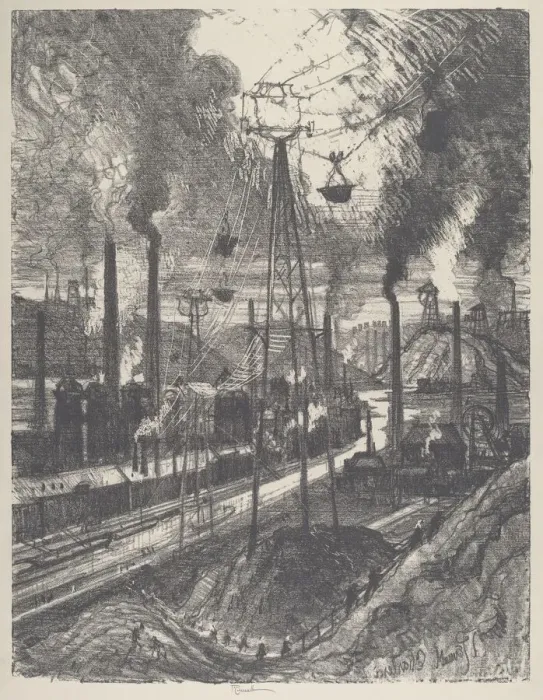Framed Print : The Travellers, Charleroi, 1911. Creator: Joseph Pennell Framed Print : The Travellers, Charleroi, 1911. Creator: Joseph Pennell