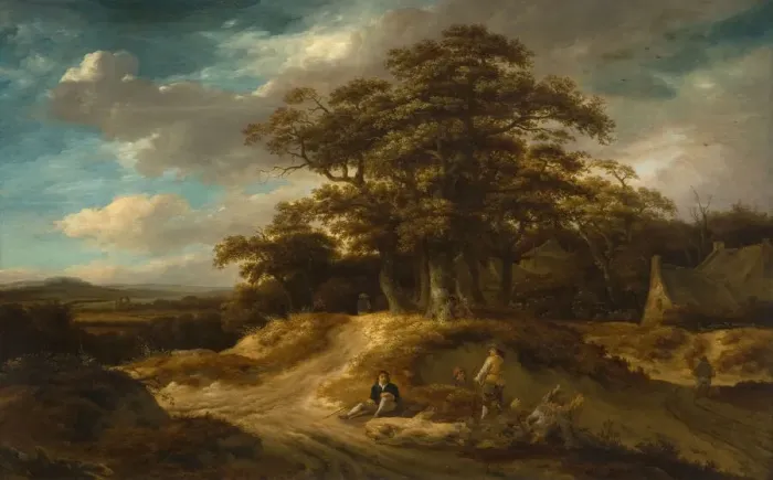 Framed Print : Travellers at the Edge of a Village, 1680. Creator: Roelof van Vries Framed Print : Travellers at the Edge of a Village, 1680. Creator: Roelof van Vries