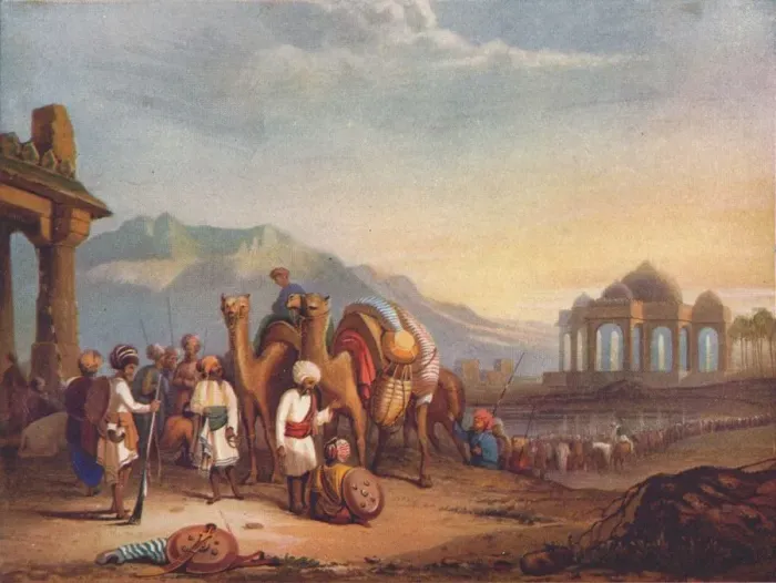 Framed Print : Travellers with Escort in the Ancient Province of Kattywar, 1908 Framed Print : Travellers with Escort in the Ancient Province of Kattywar, 1908