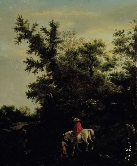 Framed Print : Travellers on a forest road, c1670s. Creator: Jacob van Ruisdael Framed Print : Travellers on a forest road, c1670s. Creator: Jacob van Ruisdael