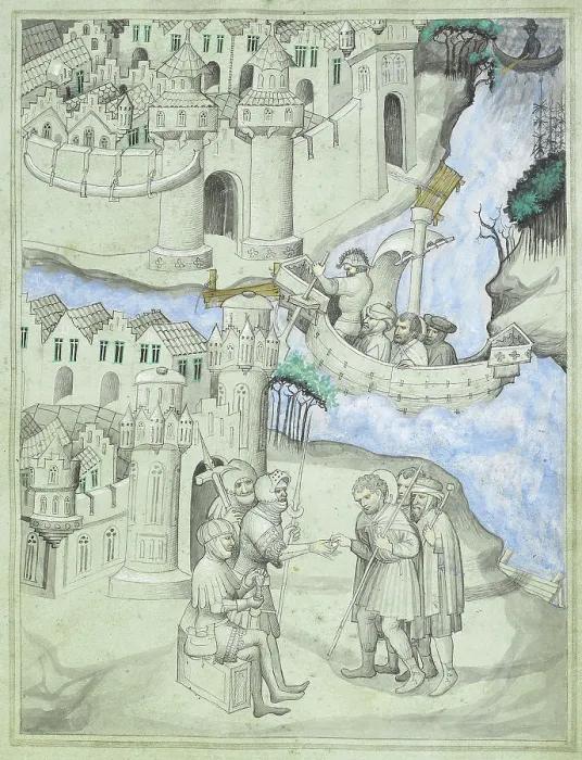 Framed Print : Travellers in the Middle East, c1410-c1420. Creator: Master of the Mandeville Travels