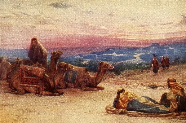Travellers Resting Outside Palestine Village - Acts xx 5, c1924. Creators: James Clark