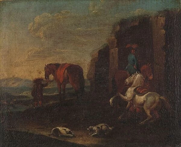 Travellers by a Ruin, c.1700. Creator: Unknown