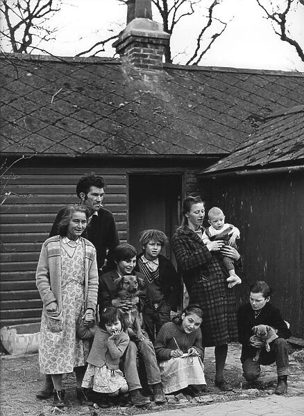 Travelling gipsy family re-housed in a bungalow, Beare Green, Surrey, 1964