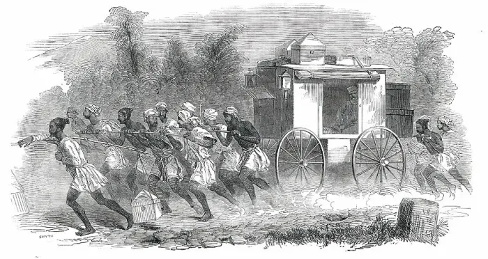 Framed Print : Travelling in India - Officers joining the Indian Army on Service, 1850. Creator: Smyth Framed Print : Travelling in India - Officers joining the Indian Army on Service, 1850. Creator: Smyth