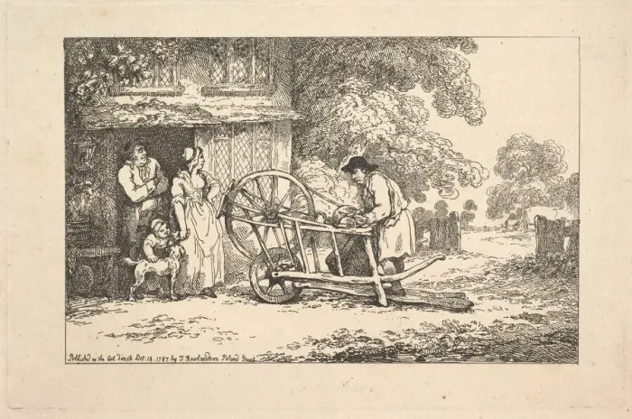 Framed Print : A Travelling Knife-grinder at a Cottage Door, 1787. Creator: Thomas Rowlandson Framed Print : A Travelling Knife-grinder at a Cottage Door, 1787. Creator: Thomas Rowlandson
