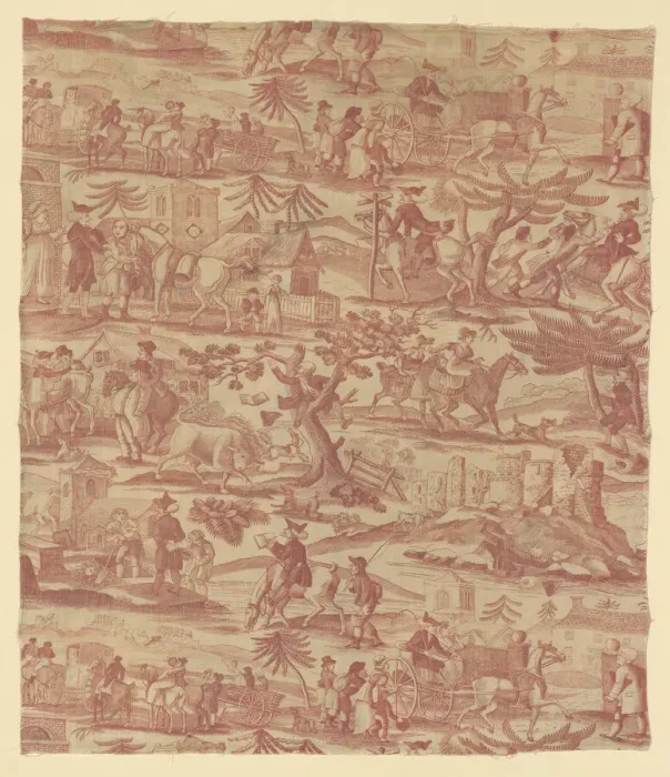 Framed Print : The Travels of Doctor Syntax (Furnishing Fabric), Manchester, c. 1820. Creator: Unknown Framed Print : The Travels of Doctor Syntax (Furnishing Fabric), Manchester, c. 1820. Creator: Unknown