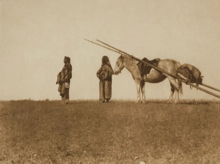 Framed Print : A Travois, Blackfoot, 1926. Creator: Edward Sheriff Curtis Framed Print : A Travois, Blackfoot, 1926. Creator: Edward Sheriff Curtis