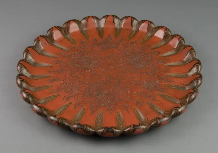 Framed Print : Tray with Chrysanthemum Design, 19th century. Creator: Unknown Framed Print : Tray with Chrysanthemum Design, 19th century. Creator: Unknown