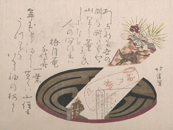 Tray with Noshi Paper (Noshi Indicates a Present), 1816. 1816. Creator: Totoya Hokkei