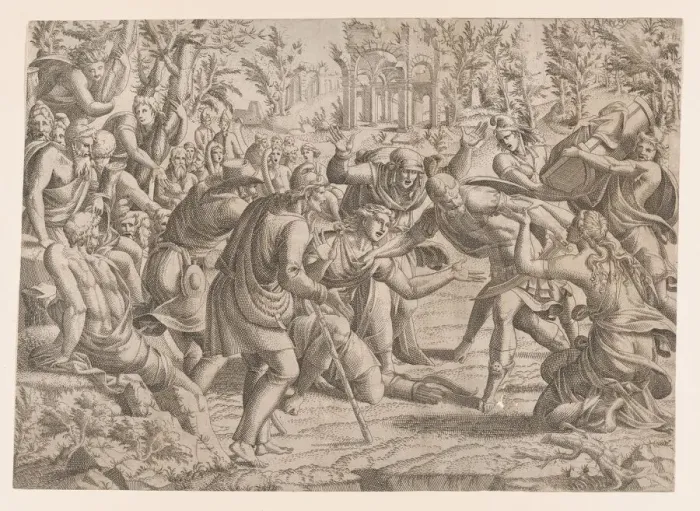 Framed Print : The Treacherous Sinon Brought into the Trojans Camp by the Shepherds, 1535-55 Framed Print : The Treacherous Sinon Brought into the Trojans Camp by the Shepherds, 1535-55