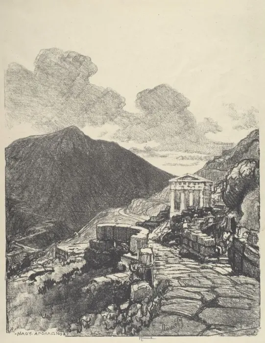 Framed Print : The Treasury of Athens, Delphi, 1913. Creator: Joseph Pennell Framed Print : The Treasury of Athens, Delphi, 1913. Creator: Joseph Pennell