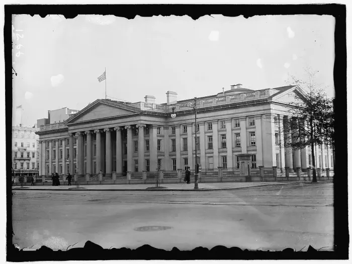 Framed Print : Treasury Building, between 1909 and 1914. Creator: Harris & Ewing. Treasury Building, between 1909 and 1914. Creator: Harris & Ewing Framed Print : Treasury Building, between 1909 and 1914. Creator: Harris & Ewing. Treasury Building, between 1909 and 1914. Creator: Harris & Ewing