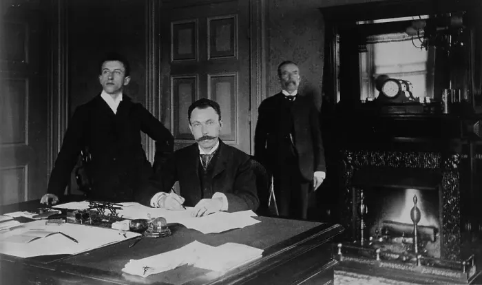 Framed Print : Three Treasury Department employees, Mr. Graham, John Brown, and another... between 1884 and 1930. Creator: Frances Benjamin Johnston Framed Print : Three Treasury Department employees, Mr. Graham, John Brown, and another... between 1884 and 1930. Creator: Frances Benjamin Johnston