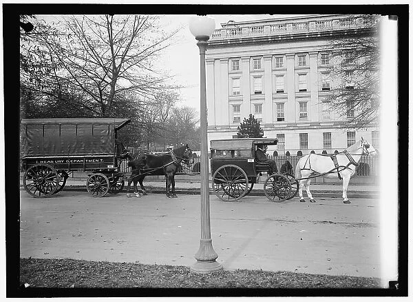 Treasury Department wagon, between 1910 and 1917. Creator: Harris & Ewing. Treasury Department wagon, between 1910 and 1917. Creator: Harris & Ewing