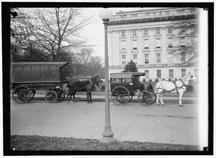 Framed Print : Treasury Department wagon, between 1910 and 1917. Creator: Harris & Ewing. Treasury Department wagon, between 1910 and 1917. Creator: Harris & Ewing Framed Print : Treasury Department wagon, between 1910 and 1917. Creator: Harris & Ewing. Treasury Department wagon, between 1910 and 1917. Creator: Harris & Ewing