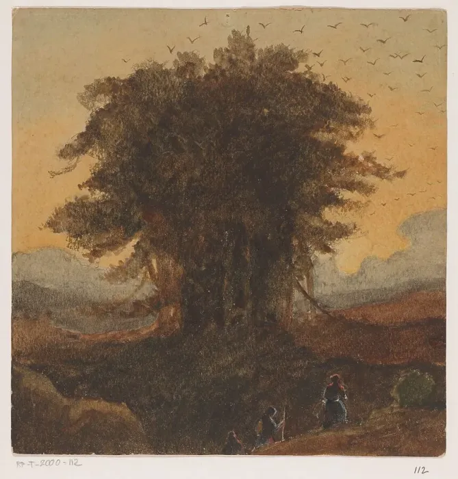 Framed Print : The tree with many birds, 1819-1881. Creator: Johannes Tavenraat Framed Print : The tree with many birds, 1819-1881. Creator: Johannes Tavenraat