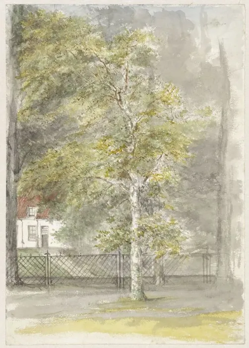 Framed Print : Tree in front of the fence of a country house, 1834-1911. Creator: Jozef Israels Framed Print : Tree in front of the fence of a country house, 1834-1911. Creator: Jozef Israels