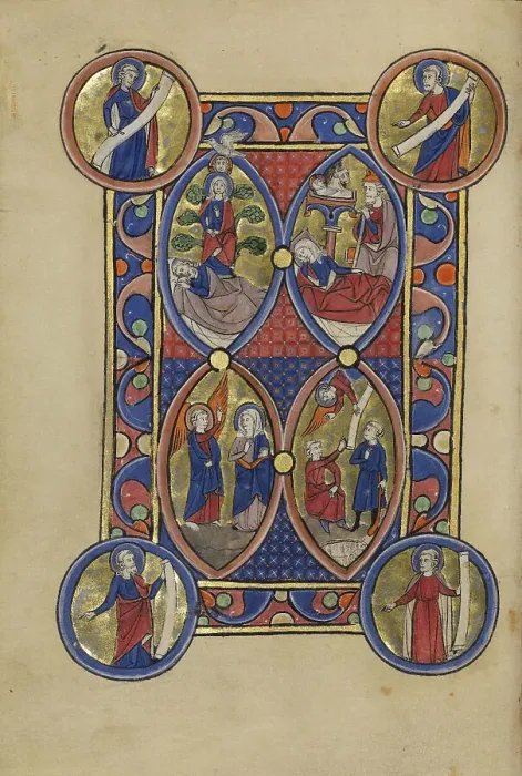 Framed Print : The Tree of Jesse; The Annunciation; The Nativity; The Annunciation to the Shepherds, about 1250-60. Creator: Unknown Framed Print : The Tree of Jesse; The Annunciation; The Nativity; The Annunciation to the Shepherds, about 1250-60. Creator: Unknown