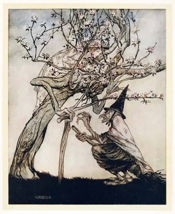 Framed Print : Tree of Mine! O tree of mine! Have you seen my naughty little maid?, English Fairy Tales, pub 1922 Framed Print : Tree of Mine! O tree of mine! Have you seen my naughty little maid?, English Fairy Tales, pub 1922