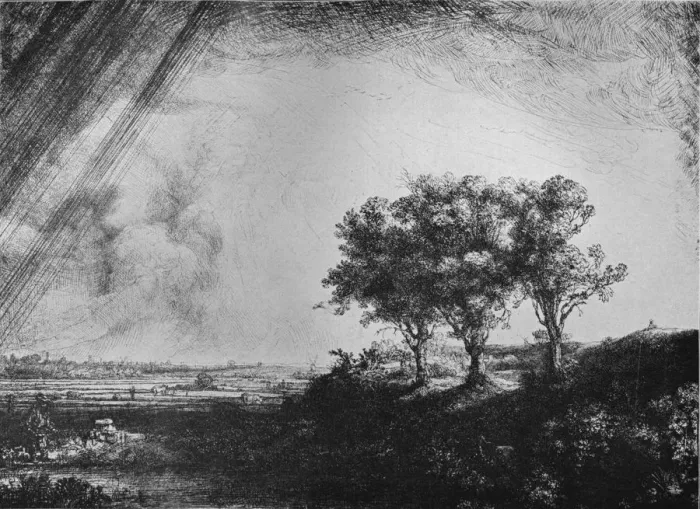 Framed Print : The Three Trees, 1643. Artist: Rembrandt Harmensz van Rijn Framed Print : The Three Trees, 1643. Artist: Rembrandt Harmensz van Rijn