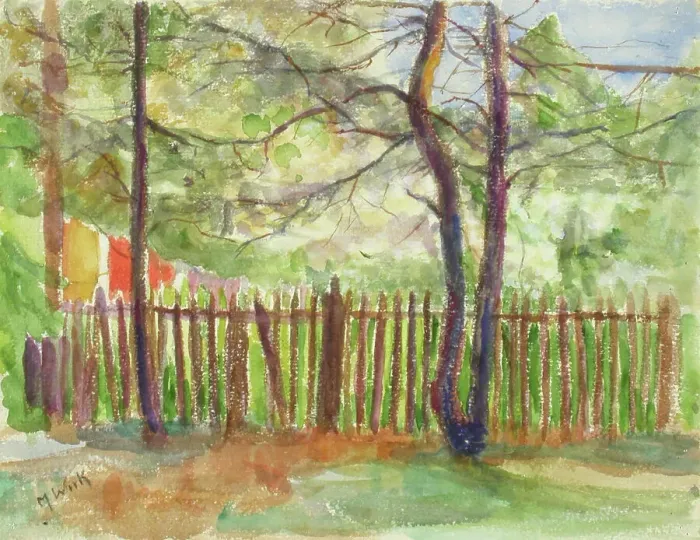 Framed Print : Trees and a fence. Creator: Maria Wiik Framed Print : Trees and a fence. Creator: Maria Wiik