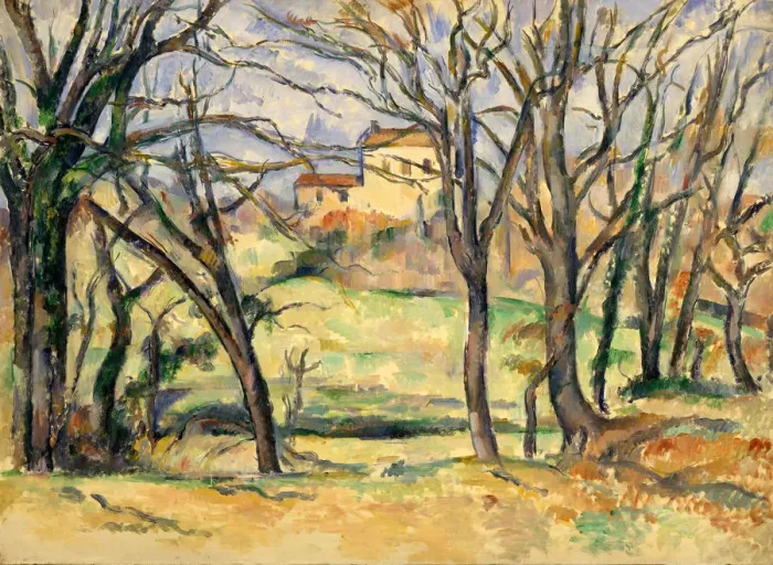 Framed Print : Trees and Houses Near the Jas de Bouffan, 1885-86. Creator: Paul Cezanne