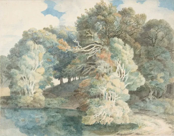 Framed Print : Trees by the Lake, Peamore Park, near Exeter, Devon, 1790-1810. Creator: Francis Towne