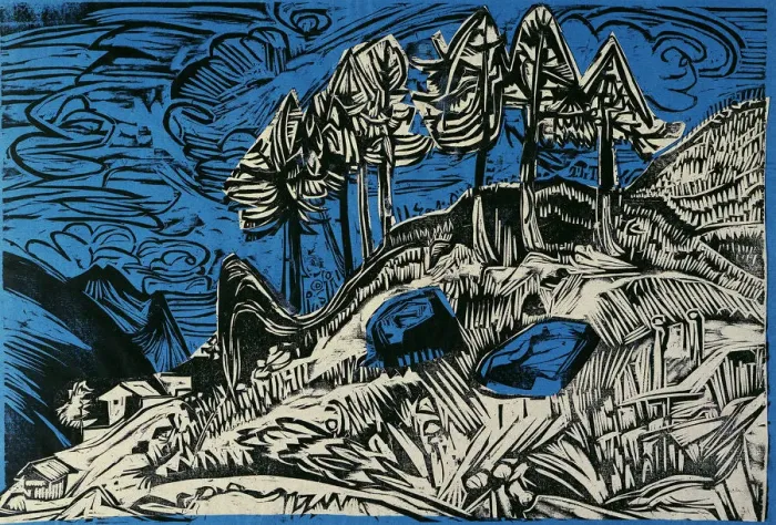 Framed Print : Trees on a Mountain Slope. Artist: Kirchner, Ernst Ludwig (1880-1938) Framed Print : Trees on a Mountain Slope. Artist: Kirchner, Ernst Ludwig (1880-1938)