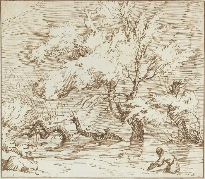 Framed Print : Trees Reflected in a Brook. Creator: Claude-Joseph Vernet Framed Print : Trees Reflected in a Brook. Creator: Claude-Joseph Vernet