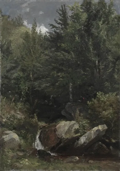 Framed Print : Trees and a Stream on a Hillside, 1853. Creator: Jasper F. Cropsey (American, 1823-1900) Framed Print : Trees and a Stream on a Hillside, 1853. Creator: Jasper F. Cropsey (American, 1823-1900)