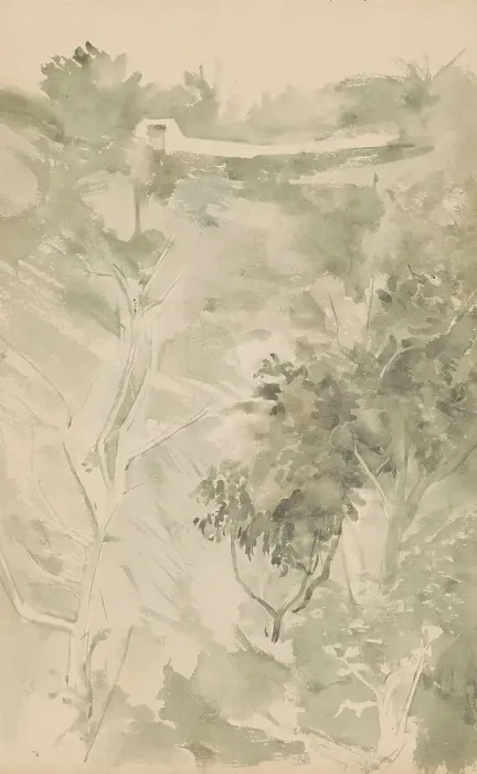 Framed Print : Trees in a valley, 1865-1913. Creator: Abrahamina Arnolda Louisa Hubrecht