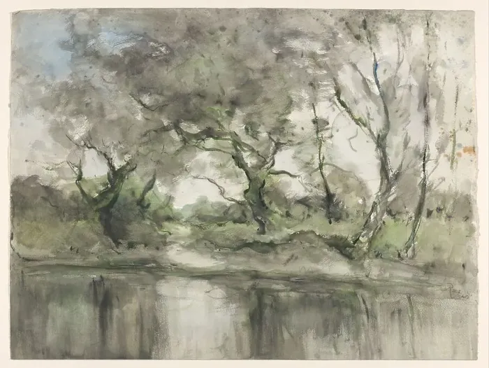 Framed Print : Trees on the water's edge, 1915. Creator: Pieter H.J.J. Ras Framed Print : Trees on the water's edge, 1915. Creator: Pieter H.J.J. Ras