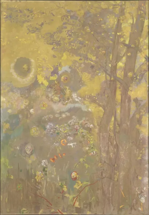 Framed Print : Trees on a yellow Background, 1901. Artist: Redon, Odilon (1840-1916) Framed Print : Trees on a yellow Background, 1901. Artist: Redon, Odilon (1840-1916)