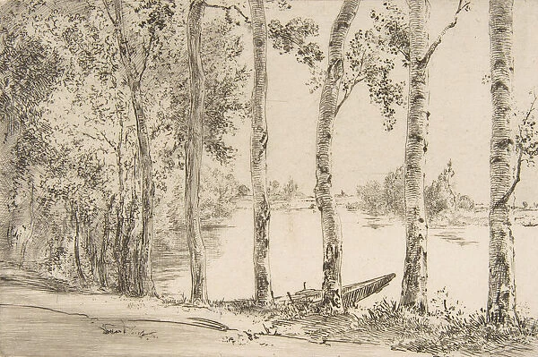 Trembles au bord de la Seine, ca. 1884. Creator: Felix Bracquemond
